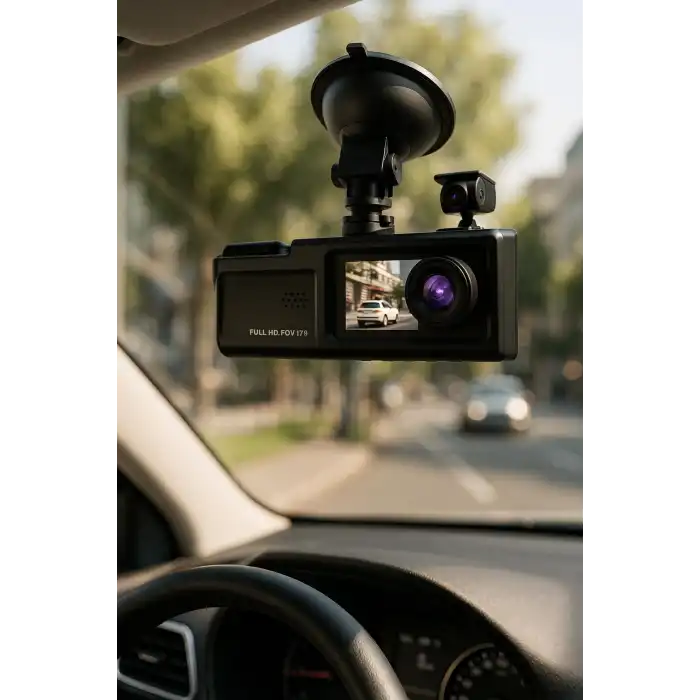 Geri Görüş Destekli Araç İçi Kamera 3 Kameralı Full HD Kayıt Sistemi