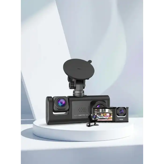 Oto Araç İçi Kamera 3 Kameralı Full HD Ön Arka İç Kayıt Dashcam