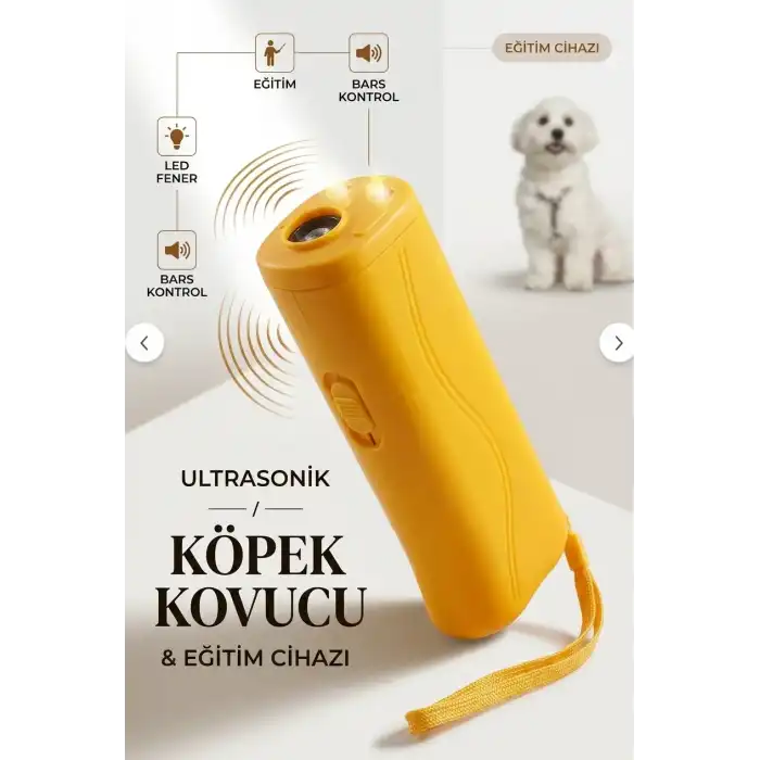 LED Fenerli Ultrasonik Köpek Eğitim Cihazı Taşınabilir Köpek Uzaklaştırıcı Sarı Ürün