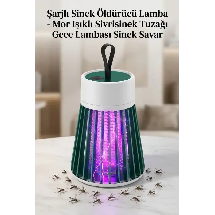Kullanışlı Mor Işıklı Sineksavar Lamba Şarjlı Tek Tuşlu Koruyucu Gövdeli Ürün Modeli