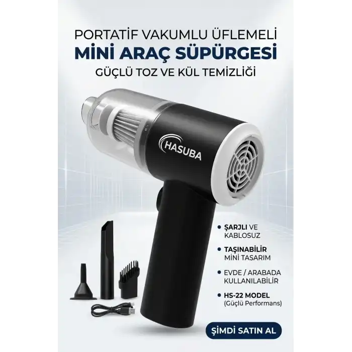 Portatif Oto Süpürgesi Mini Araç İçi El Süpürgesi Kompakt Temizlik Cihazı Modeli