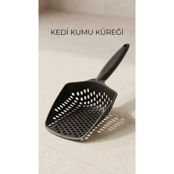 Kedi Kumu Eleme Küreği, Dar Tacaklı ve Ergonomik Tasarımıyla Temizlik İçin Uygun