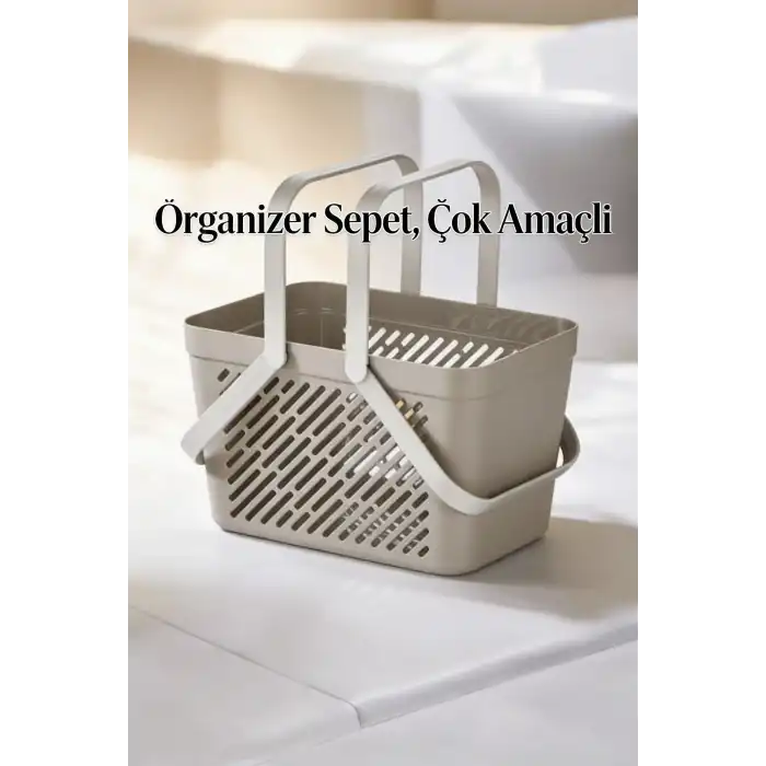 5li Gri Kulplu Sepet Çok Amaçlı Mutfak Banyo Düzenleyici Organizer Seti