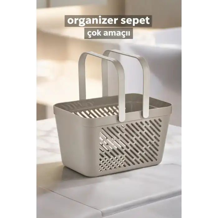 8li Gri Kulplu Sepet Mutfak Banyo Dolap Düzenleyici Organizer Seti