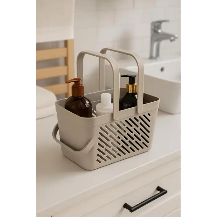 8li Gri Kulplu Sepet Mutfak Banyo Dolap Düzenleyici Organizer Seti