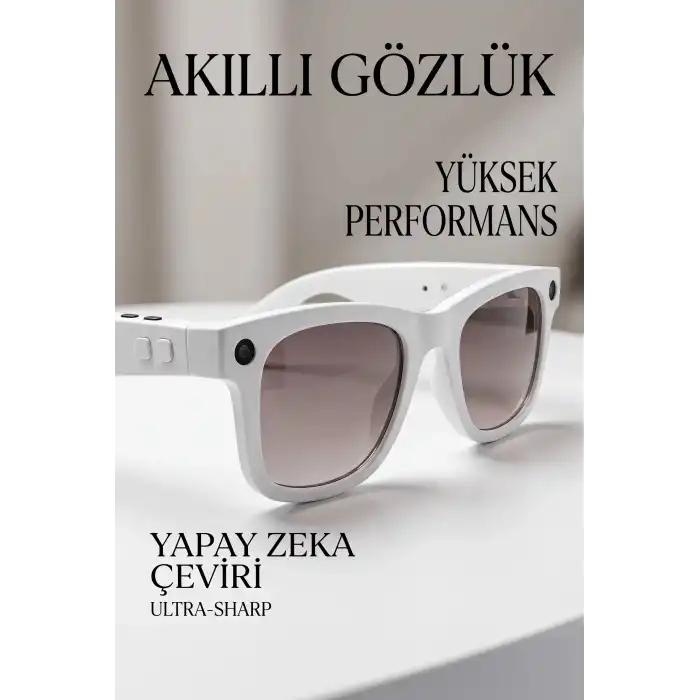 Birinci Şahıs Çekim İçin Beyaz Akıllı Gözlük Kamera Mikrofon Hoparlörlü