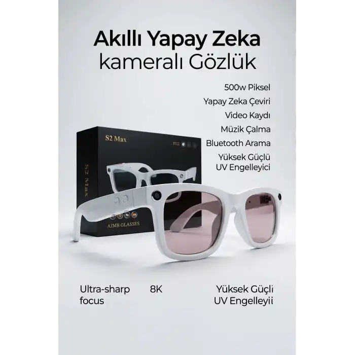 Beyaz Akıllı Gözlük Fotoğraf Video Ses Kaydı Kablosuz Modern Premium Tasarım