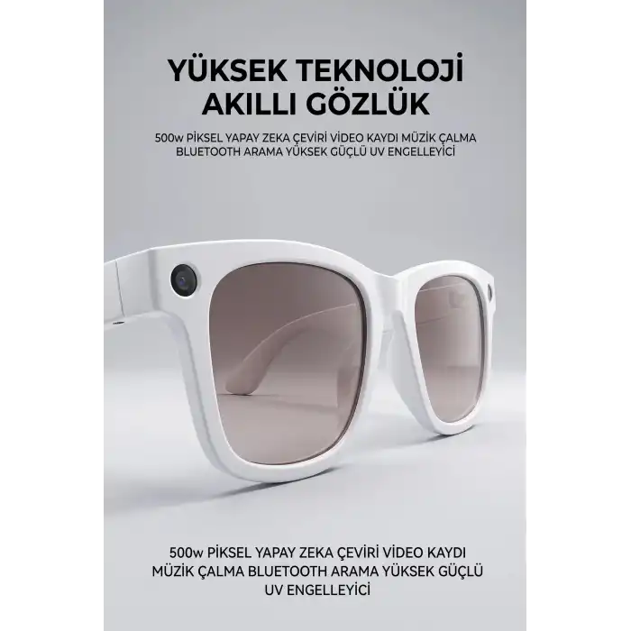 Beyaz Akıllı Gözlük İçerik Çekimi Toplantı Seyahat İçin Kameralı Tasarım