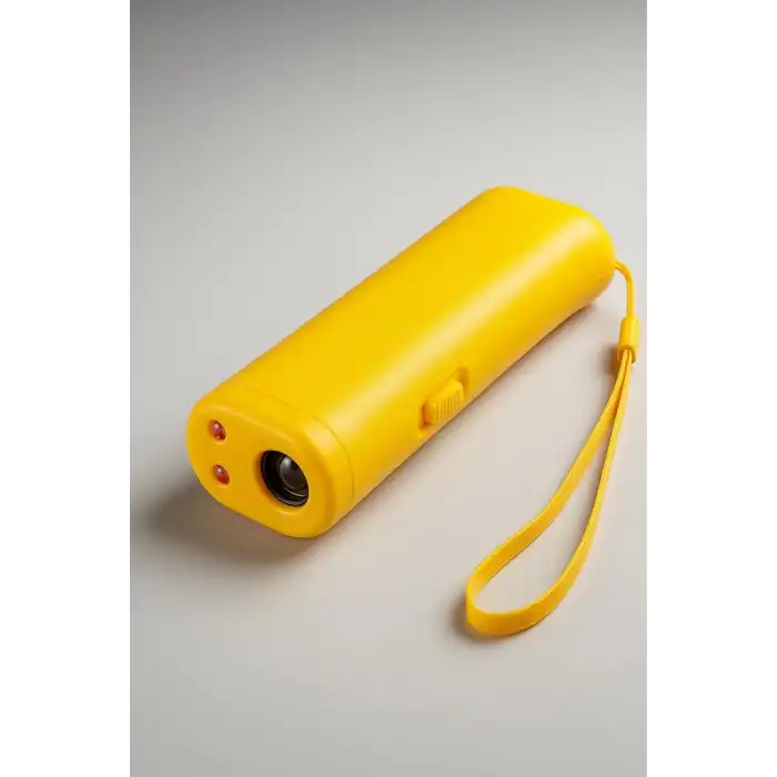 Ultrasonik Köpek Kovucu Eğitim Cihazı El Fenerli Taşınabilir Sarı Pratik Ürün Modeli
