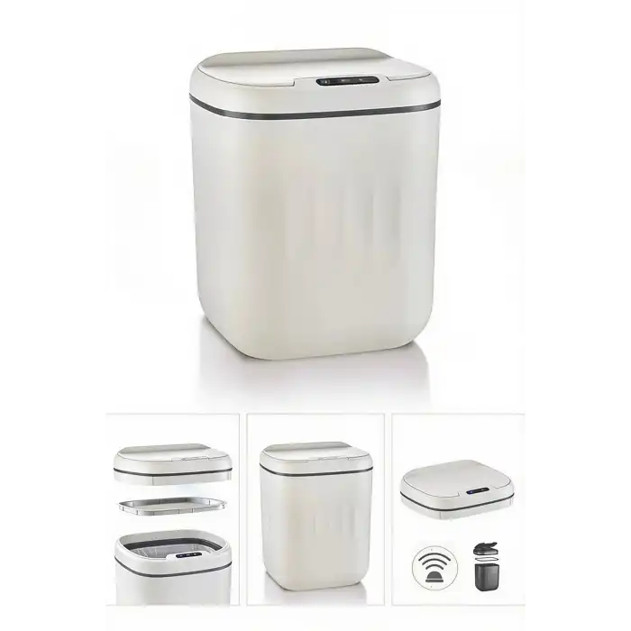 20 Litre Hareket Sensörlü Akıllı Çöp Kovası Beyaz