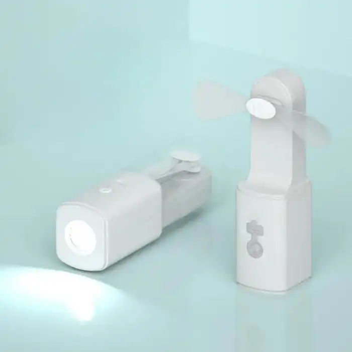 USB Şarjlı Fenerli Mini El Fanı 1200 mAh Taşınabilir Çanta Kamp ve Ofis Vantilatörü