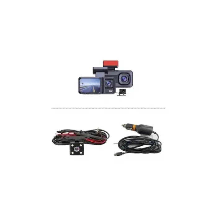 32GB Uyumlu 3 Kameralı Araç İçi Güvenlik Kamerası 1080p Kayıtlı Gece Görüşlü G Sensörlü