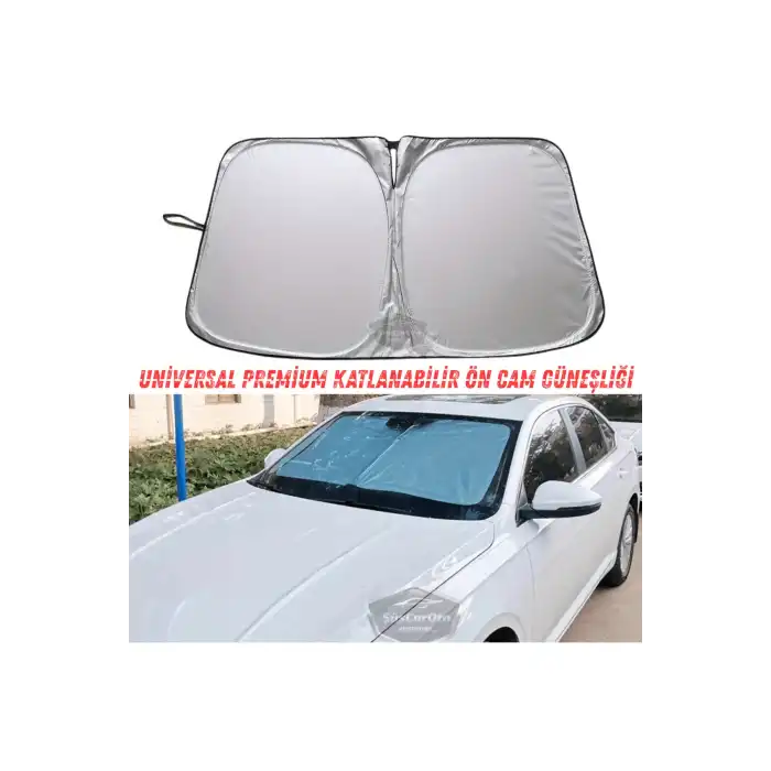 Premium Katlanır Oto Ön Arka Cam Güneşliği Metalize Isı Yalıtımlı Çantalı 150x70cm