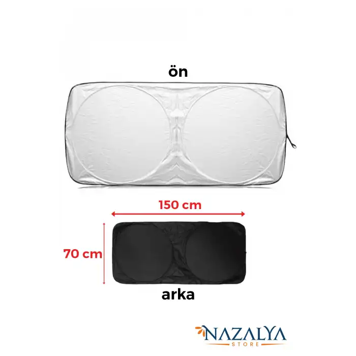 Katlanır Araba Ön Cam Güneşliği Metalize Isı Yalıtımlı Yazlık 150x70cm Otomobil Aksesuarı