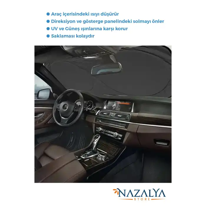 Katlanır Araba Ön Cam Güneşliği Metalize Isı Yalıtımlı Yazlık 150x70cm Otomobil Aksesuarı