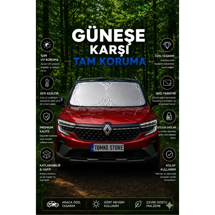 Premium Büyük Boy Katlanır Oto Ön Cam Güneşliği Isı Yansıtıcı UV Otomobil Aksesuarı
