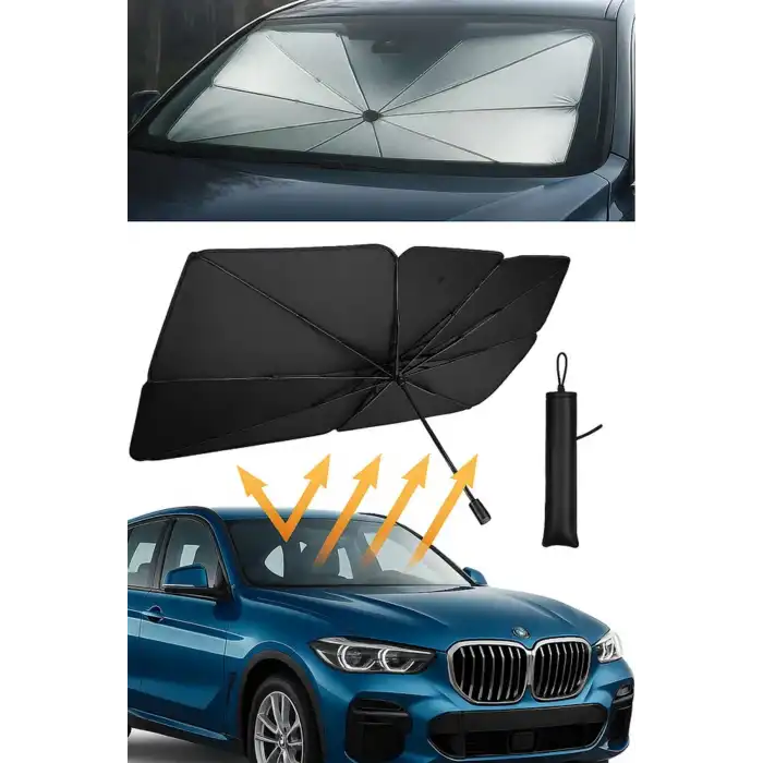 Katlanabilir Araba Ön Cam Güneşlik Şemsiye 140x79 cm UV Koruyucu Oto Gölgelik 1 Adet