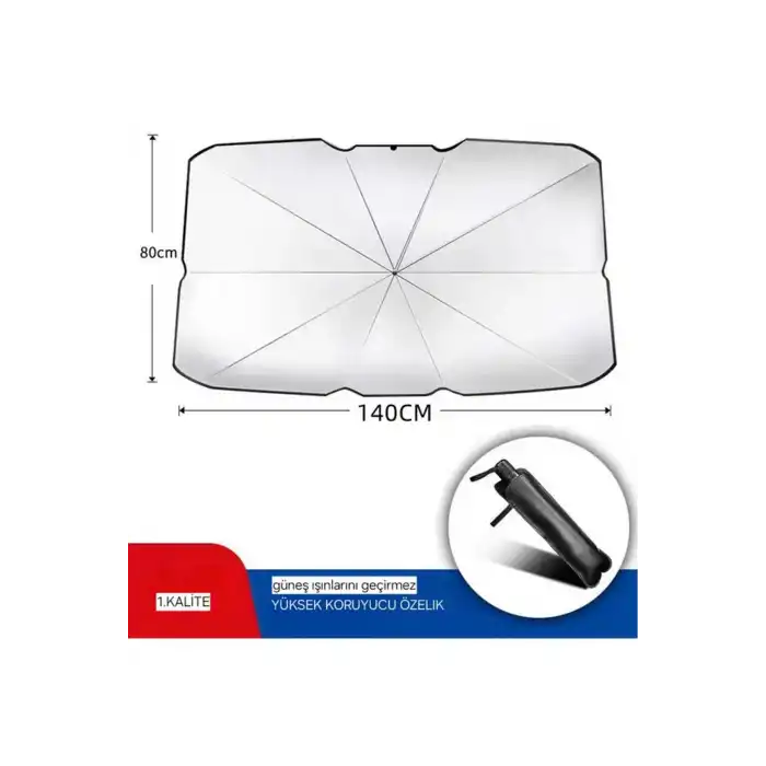 Katlanabilir Araba Ön Cam Güneşlik Şemsiye 140x79 cm UV Koruyucu Oto Gölgelik 1 Adet