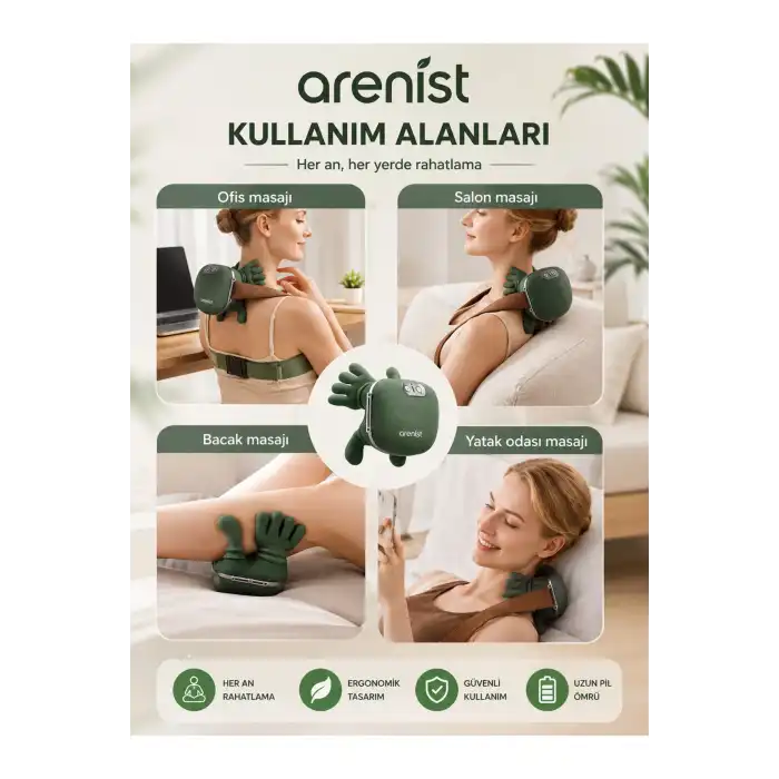 Şarjlı Parmak Hissi Masaj Cihazı Isıtmalı Boyun Sırt Omuz Bacak Kullanımı Rahat Model