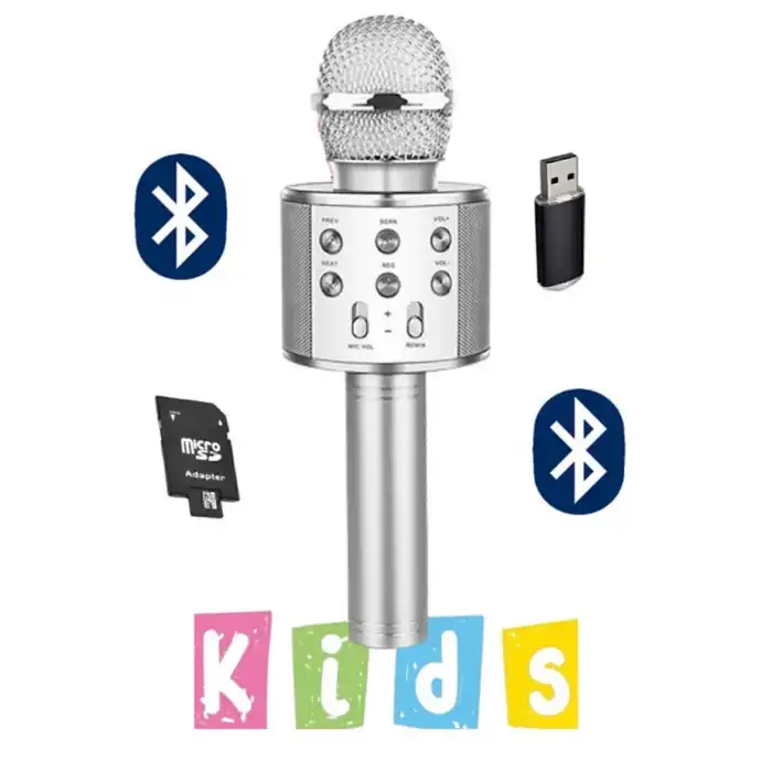 Kablosuz Karaoke Mikrofonu Dahili Hoparlörlü, USB ve TF Kart Desteği ile Ses Efekti Özellikli