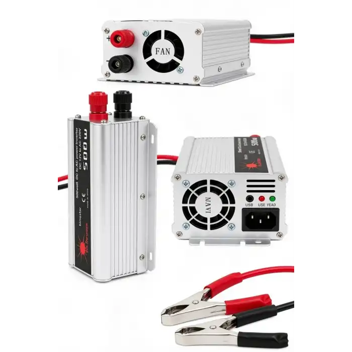 Taşınabilir 500W 12V DC 220V AC İnverter USB Çıkışlı Fanlı Akü Dönüştürücü Araç Karavan