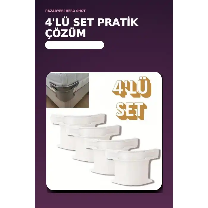4lü Beyaz Plastik Yatak Çarşaf Sabitleyici Klips Seti