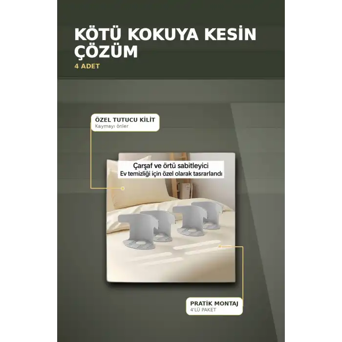 4lü Şeffaf Kaymaz Çarşaf ve Yorgan Sabitleyici – Yatak Örtü Tutucu Pratik Ev Çözümü