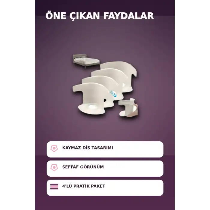 4lü Şeffaf Kaymaz Çarşaf ve Yorgan Sabitleyici - Dişli Tutucu ile Pratik Çözüm