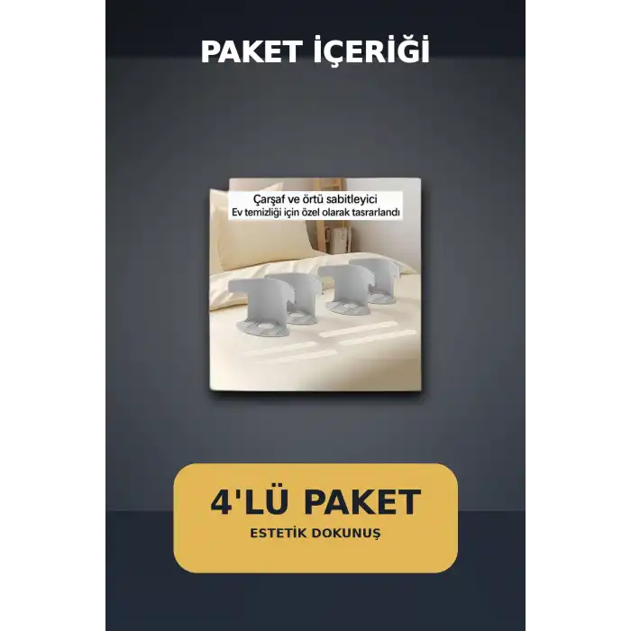 4lü Şeffaf Çarşaf ve Yorgan Sabitleyici – Kaymaz Dişli Pratik Çözüm