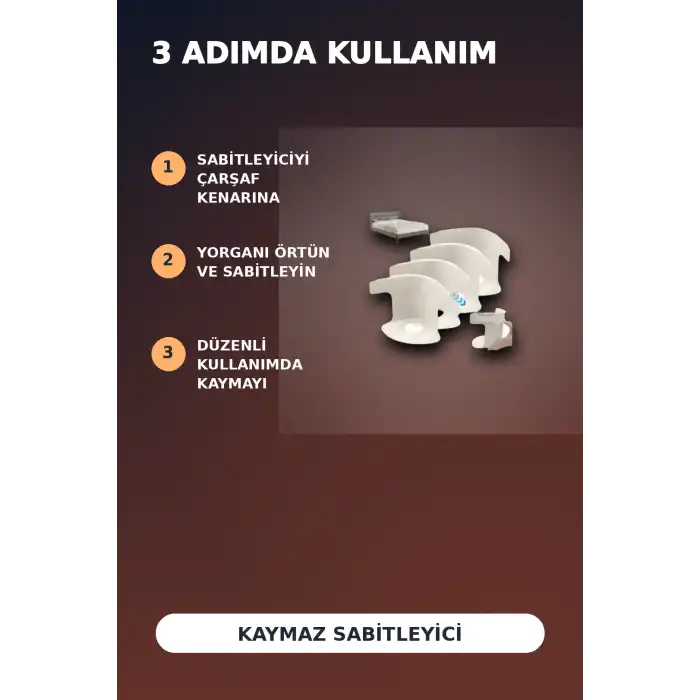 4lü Şeffaf Kaymaz Çarşaf ve Yorgan Sabitleyici - Dişli Tutucu ile Pratik Çözüm