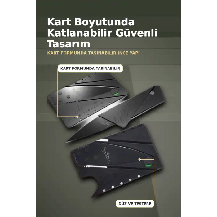 Kredi Kartı Boyutunda Katlanabilir Güvenlik Bıçağı Çift Uçlu Cüzdan Tipi Çakı