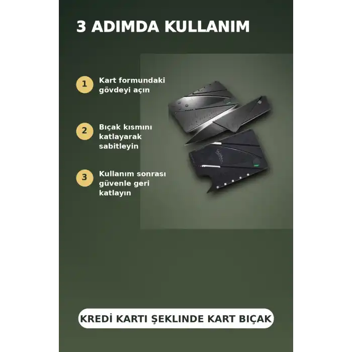Kredi Kartı Boyutunda Katlanabilir Güvenlik Bıçağı Çift Uçlu Cüzdan Tipi Çakı