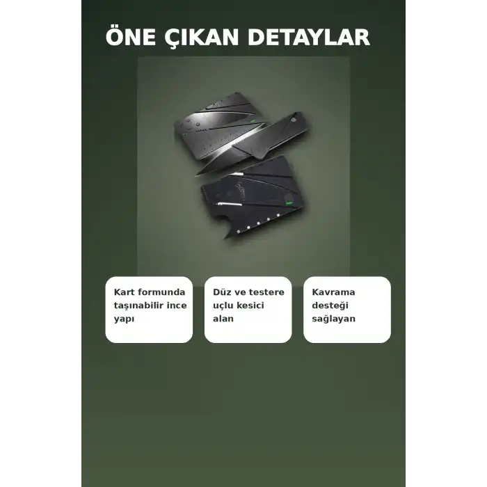 Kredi Kartı Boyutunda Katlanabilir Güvenlik Bıçağı Çift Uçlu Cüzdan Tipi Çakı