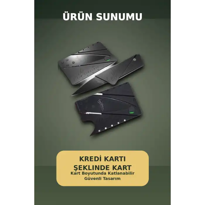 Kredi Kartı Boyutunda Katlanabilir Güvenlik Bıçağı Çift Uçlu Cüzdan Tipi Çakı