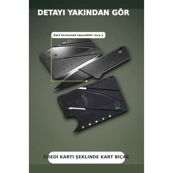 Kredi Kartı Boyutunda Katlanabilir Güvenlik Bıçağı Çift Uçlu Cüzdan Tipi Çakı