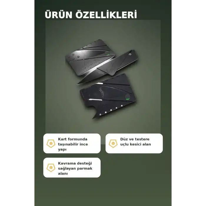 Kredi Kartı Boyutunda Katlanabilir Güvenlik Bıçağı Çift Uçlu Cüzdan Tipi Çakı