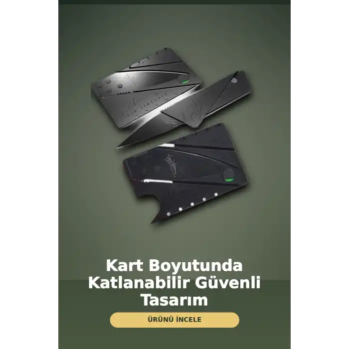 Kredi Kartı Boyutunda Katlanabilir Güvenlik Bıçağı Çift Uçlu Cüzdan Tipi Çakı
