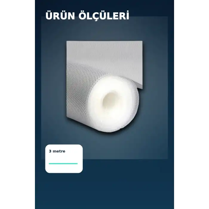 3 Metre Kalın Dokulu Şeffaf Raf Örtüsü ve Su Tutucu Tezgah Koruma Matı