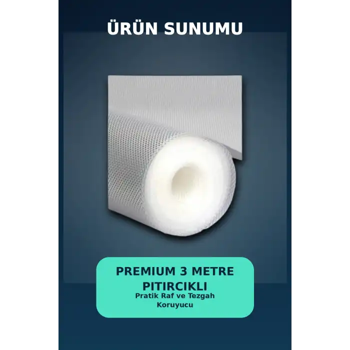3 Metre Kalın Dokulu Şeffaf Raf Örtüsü ve Su Tutucu Tezgah Koruma Matı
