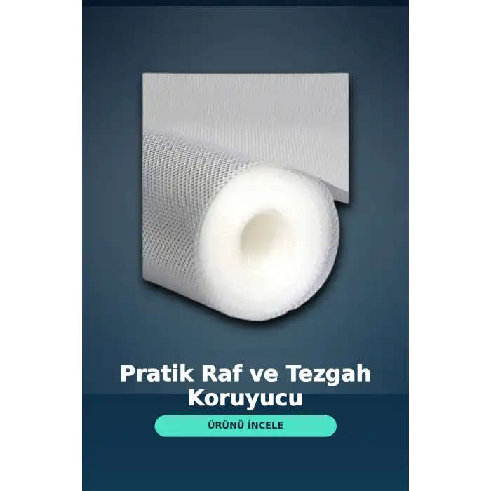 3 Metre Kalın Dokulu Şeffaf Raf Örtüsü ve Su Tutucu Tezgah Koruma Matı