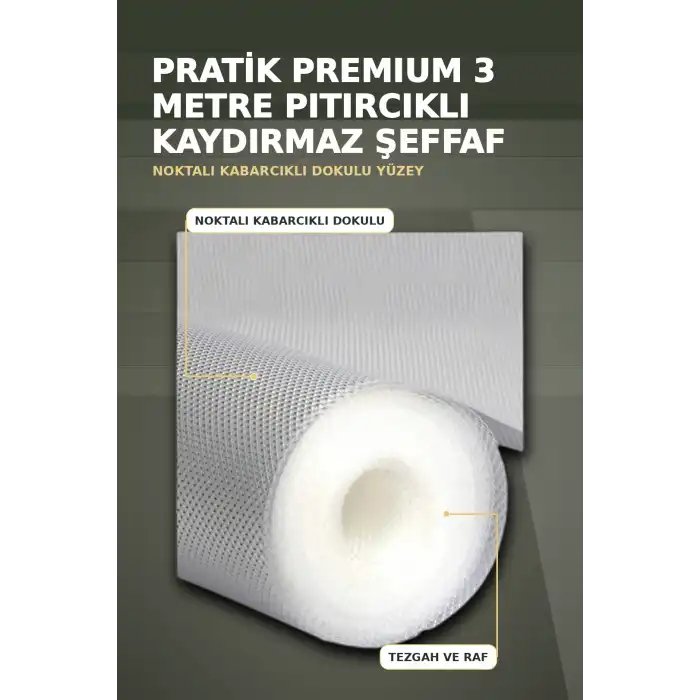 3 Metre Kalın Dokulu Şeffaf Raf Örtüsü ve Tezgah Üstü Koruyucu Çok Amaçlı Mat