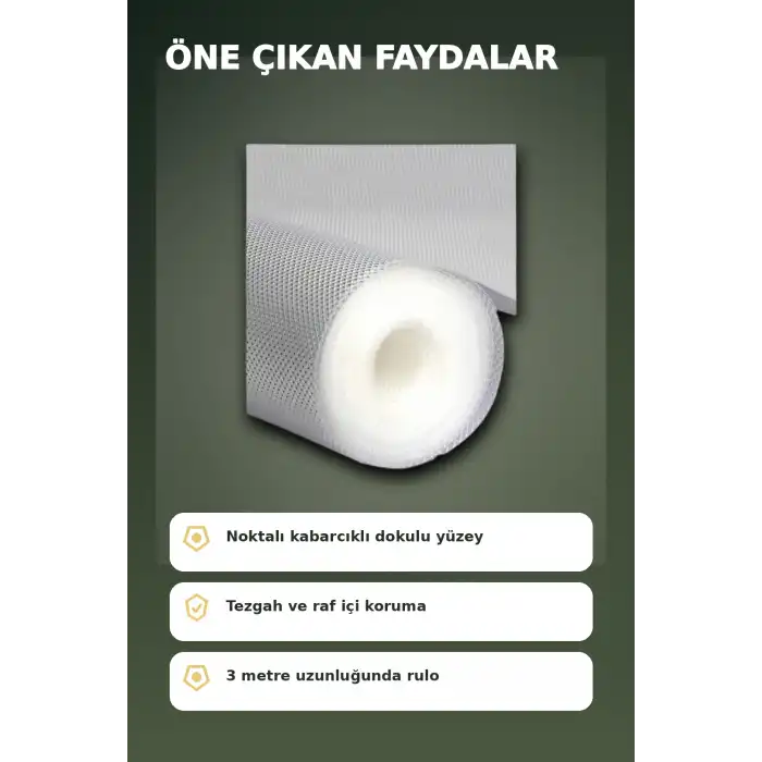 3 Metre Kalın Dokulu Şeffaf Raf Örtüsü ve Tezgah Üstü Koruyucu Çok Amaçlı Mat
