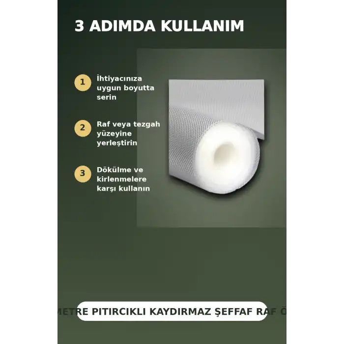 3 Metre Kalın Dokulu Şeffaf Raf Örtüsü ve Tezgah Üstü Koruyucu Çok Amaçlı Mat