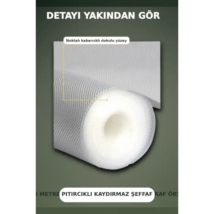3 Metre Kalın Dokulu Şeffaf Raf Örtüsü ve Tezgah Üstü Koruyucu Çok Amaçlı Mat