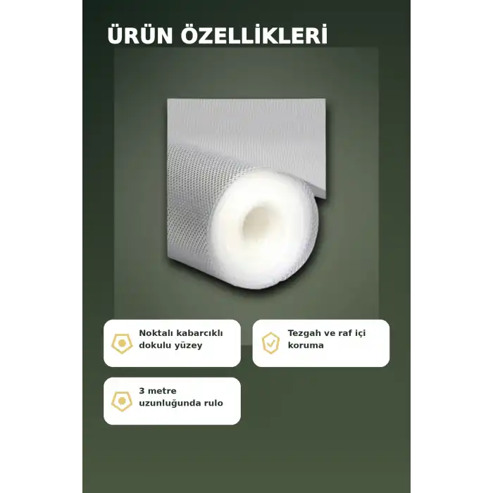 3 Metre Kalın Dokulu Şeffaf Raf Örtüsü ve Tezgah Üstü Koruyucu Çok Amaçlı Mat