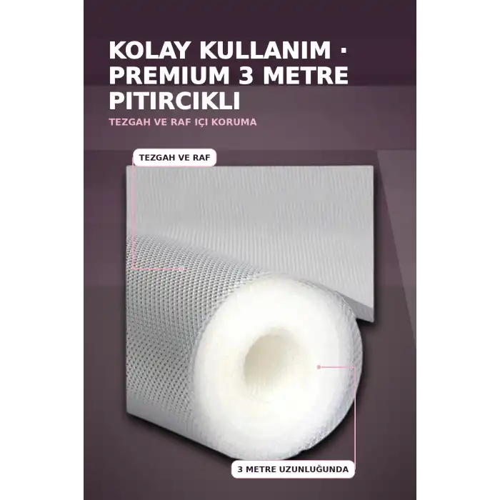 3 Metre Şeffaf Noktalı Dokulu Kalın Raf Örtüsü ve Tezgah Koruyucu Mat
