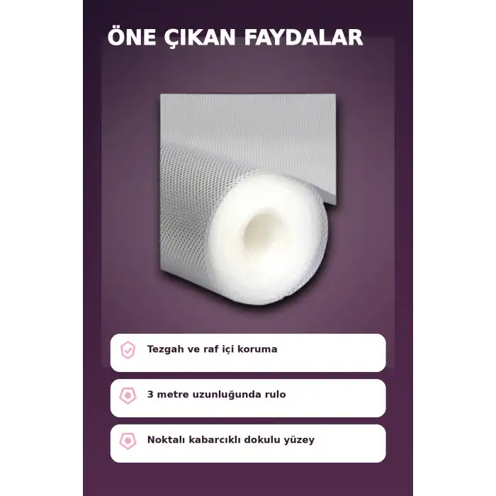 3 Metre Şeffaf Noktalı Dokulu Kalın Raf Örtüsü ve Tezgah Koruyucu Mat