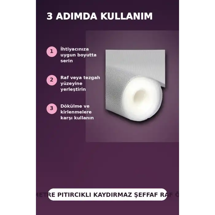 3 Metre Şeffaf Noktalı Dokulu Kalın Raf Örtüsü ve Tezgah Koruyucu Mat