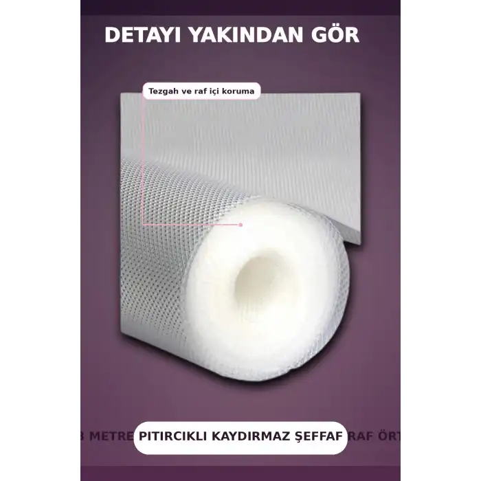 3 Metre Şeffaf Noktalı Dokulu Kalın Raf Örtüsü ve Tezgah Koruyucu Mat