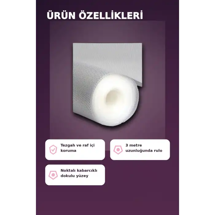 3 Metre Şeffaf Noktalı Dokulu Kalın Raf Örtüsü ve Tezgah Koruyucu Mat